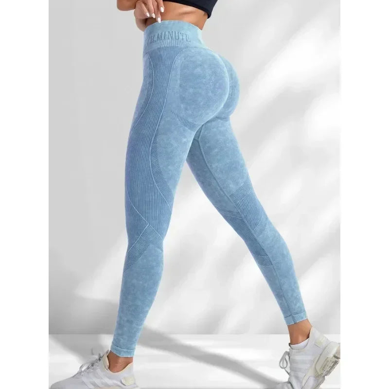 Women’s Sand-Washed Seamless Leggings – High-Waist, Hip-Lifting Yoga Pants