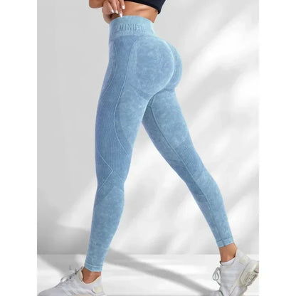 Women’s Sand-Washed Seamless Leggings – High-Waist, Hip-Lifting Yoga Pants