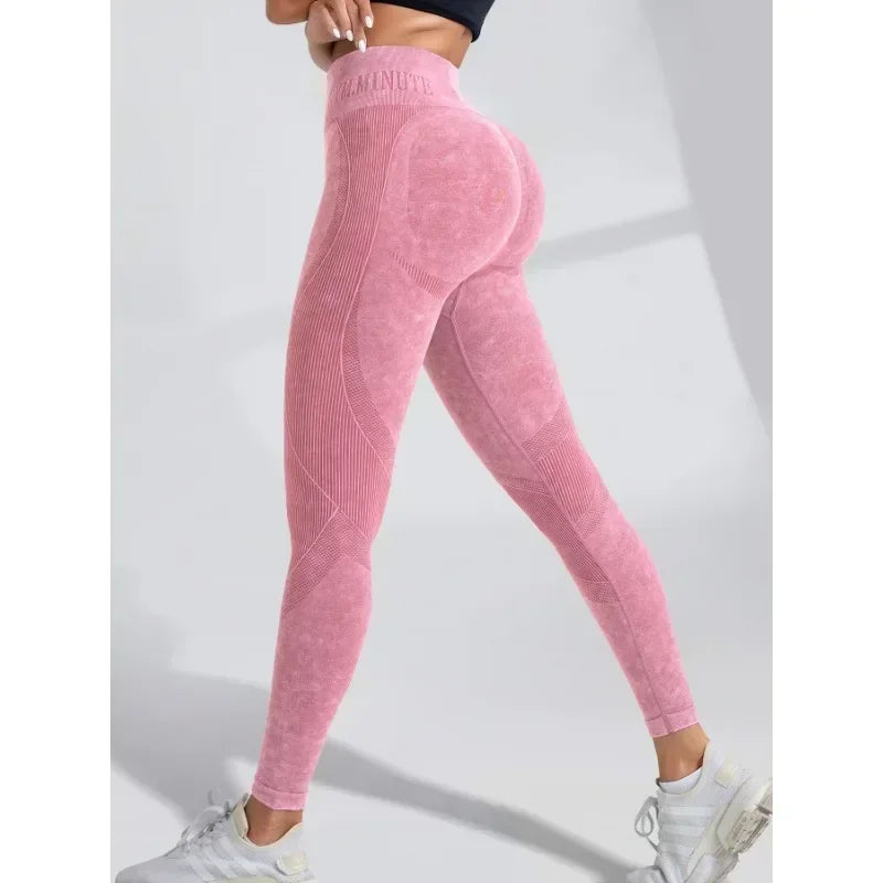 Women’s Sand-Washed Seamless Leggings – High-Waist, Hip-Lifting Yoga Pants