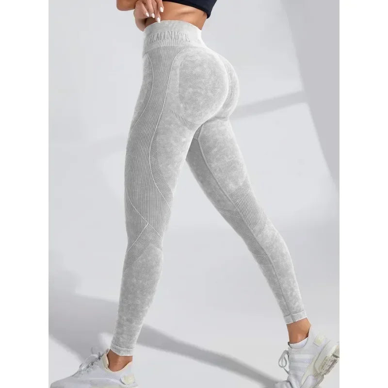 Women’s Sand-Washed Seamless Leggings – High-Waist, Hip-Lifting Yoga Pants