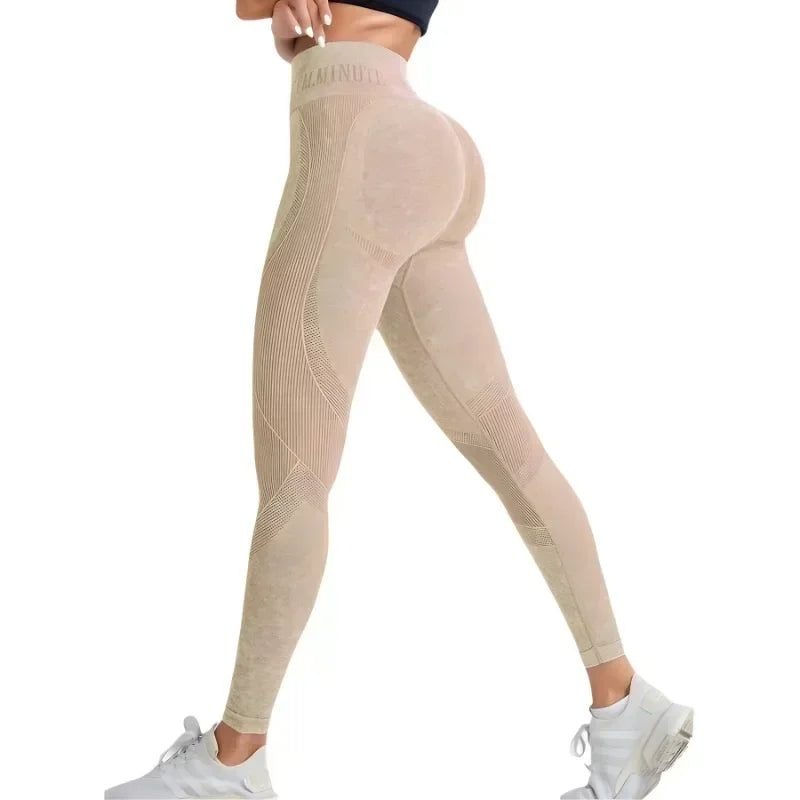 Women’s Sand-Washed Seamless Leggings – High-Waist, Hip-Lifting Yoga Pants